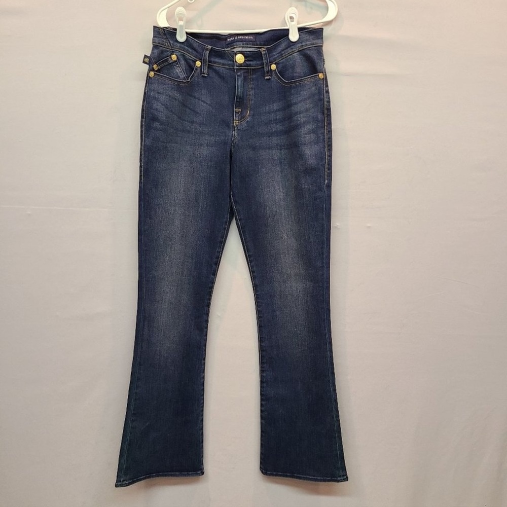 Rock & Republic Jeans Kendra Curvy Bootcut Dark Wash Studded R Womens 12 Denim
